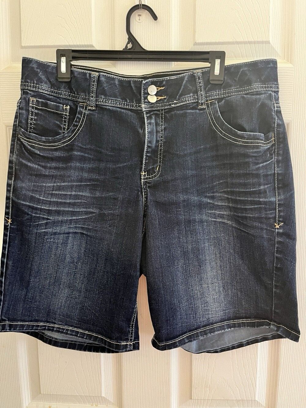 Lane Bryant Bermuda Denim Shorts Tighter Tummy Tech Dark Blue Plus Size 16
